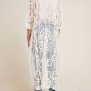CHOA Cream / Ivory Lace Kimono Duster Cover Up,Front Tie one size( for S-L size)